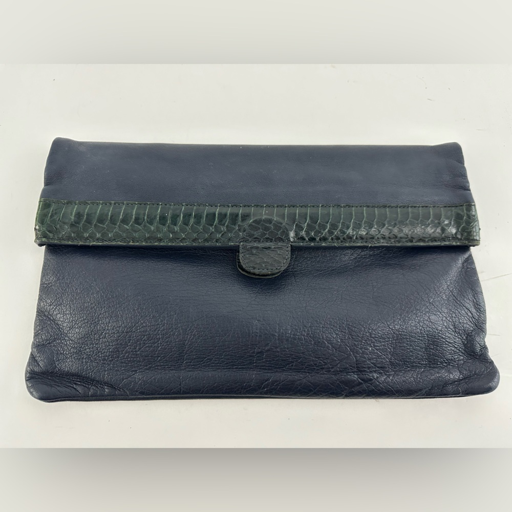 Vintage Marigold Navy Leather Envelope Purse